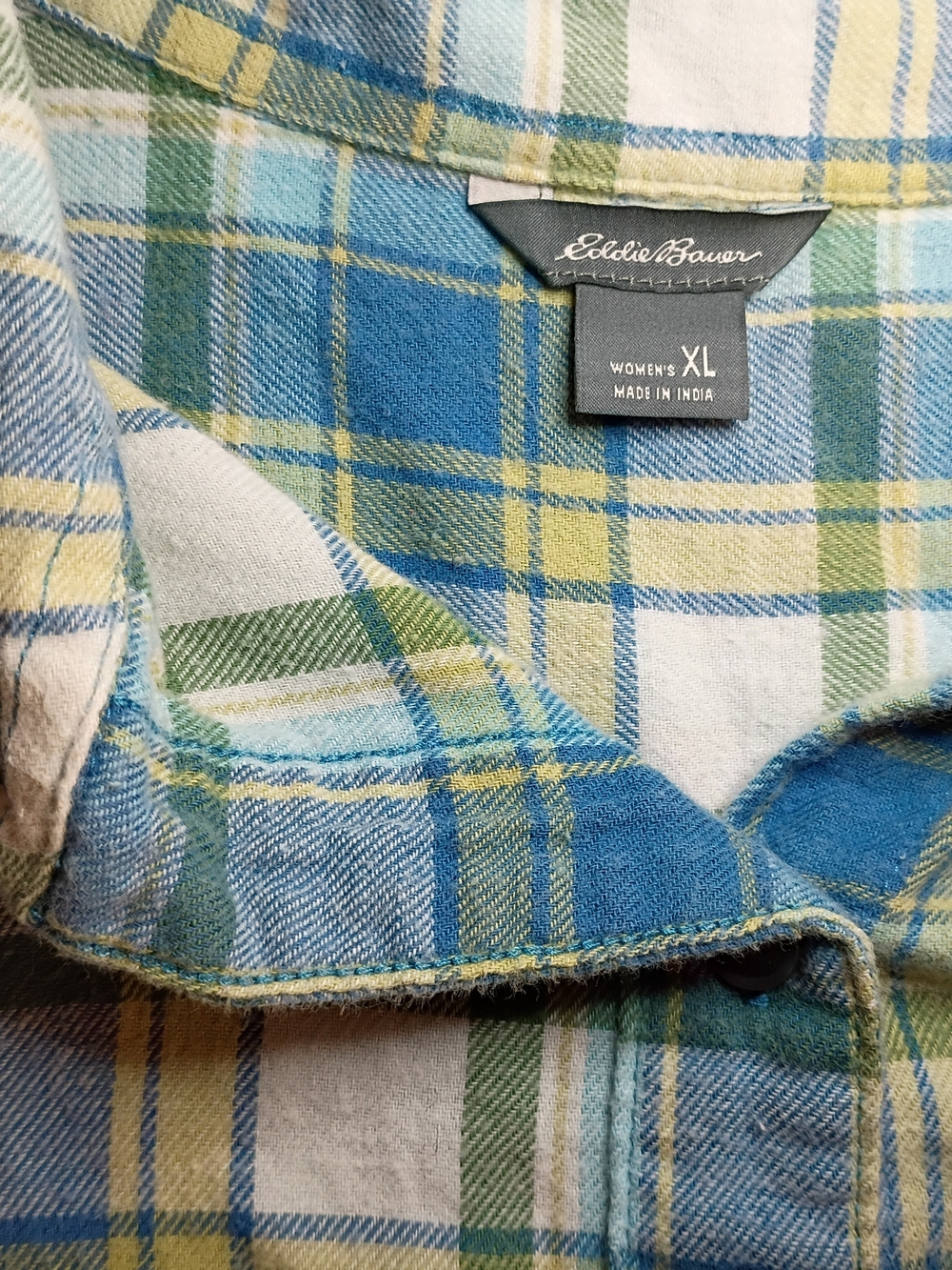 Eddie Bauer Blue, Green & Yellow Plaid Kids Pajama Top
